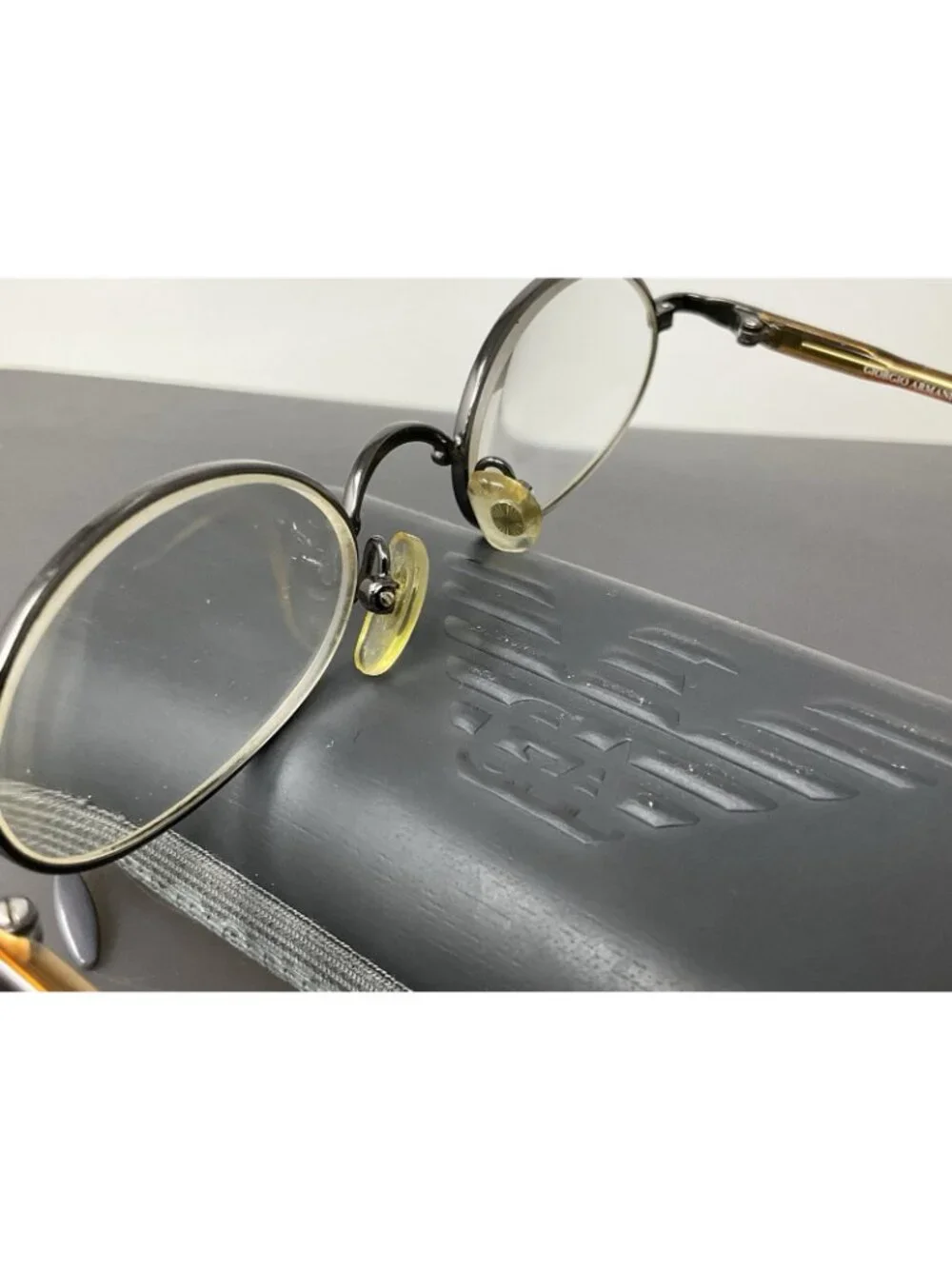 Vinatge Giorgio Armani GA 250 976 Dark Gunmetal Oval Eyeglasses Italy 44 [] 20